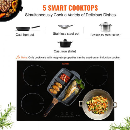 LI5-01 - 36" VEVOR Induction Cooktop with Child Safety Lock and Fast Heating