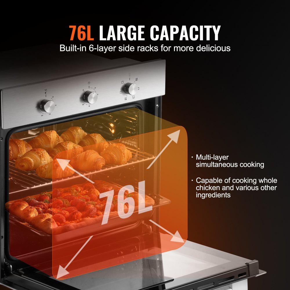 BIL66M2-A5-03 - 76L Electric Wall Oven with 6 Functions & Self-Cleaning