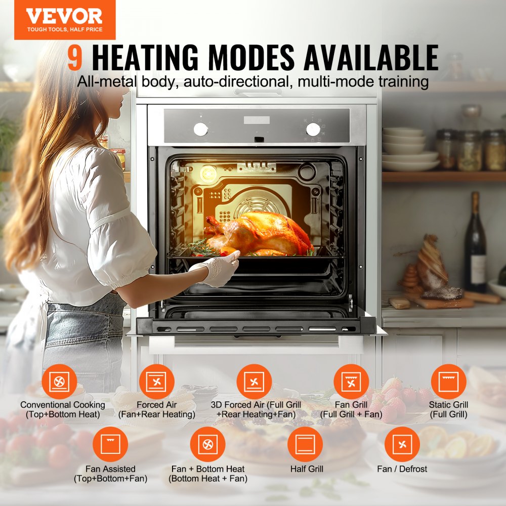 BIL69Tb2-B5-09 - 76L Multifunctional Electric Wall Oven with 9 Functions