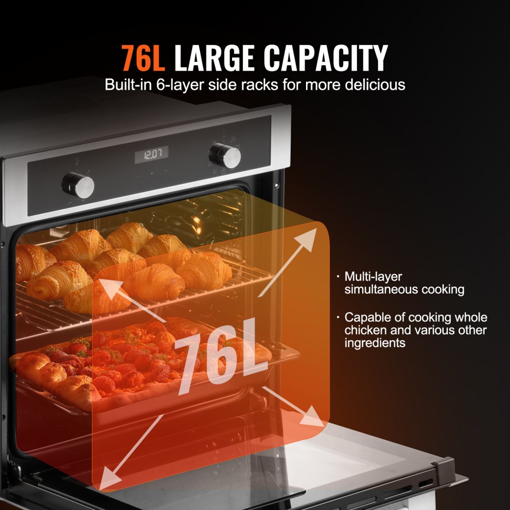 BIL69Tb2-B5-09 - 76L Multifunctional Electric Wall Oven with 9 Functions