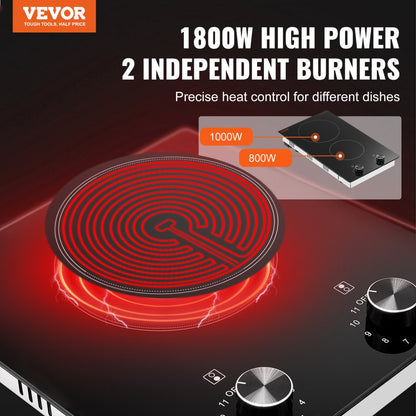 LT2V-31 - 2-Burner 20.1x11.6" Built-In Electric Cooktop with Knob Control