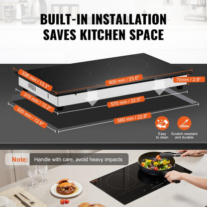 LT2H-05 - 2-Burner Electric Cooktop with Timer & Slider Control Panel