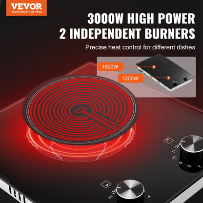 LT2V-31 - 2-Burner Electric Cooktop with 11-Level Control, 20.1x11.6 Inch