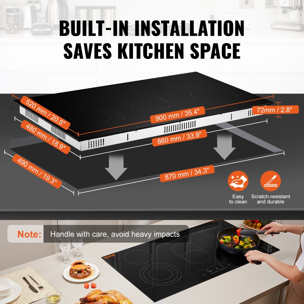 LT5-33 - 5-Burner Built-in Electric Cooktop with Slider Controls, 35.4"x20.5"