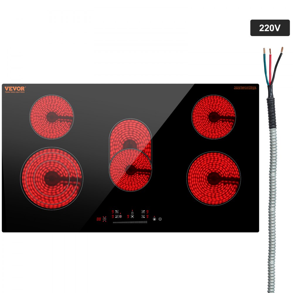 LT5-33 - 5-Burner Built-in Electric Cooktop with Slider Controls, 35.4"x20.5"