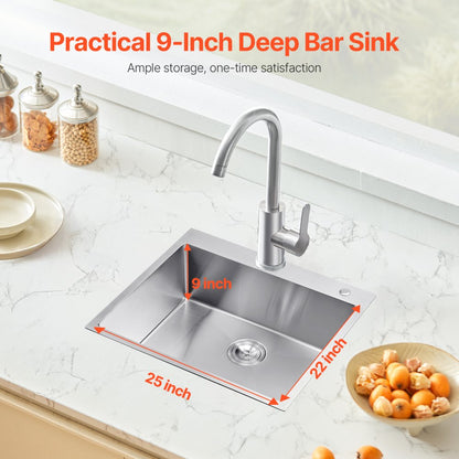 T252209RS0 - 25x22" Stainless Steel Kitchen Sink with Soundproof Design