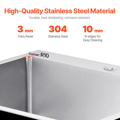 T252209RS0 - 25x22" Stainless Steel Kitchen Sink with Soundproof Design