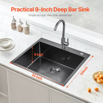 T252209RB0 - 25x22" Stainless Steel Kitchen Sink Workstation with Noise Reduction