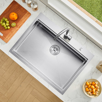 T302209RS1 - 30x22" Stainless Steel Drop-In Sink with Workstation Design