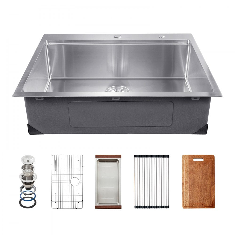 T302209RS1 - 30x22" Stainless Steel Drop-In Sink with Workstation Design