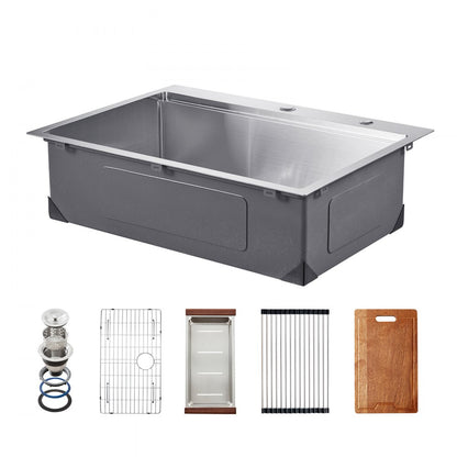 T302209RS1 - 30x22" Stainless Steel Drop-In Sink with Workstation Design