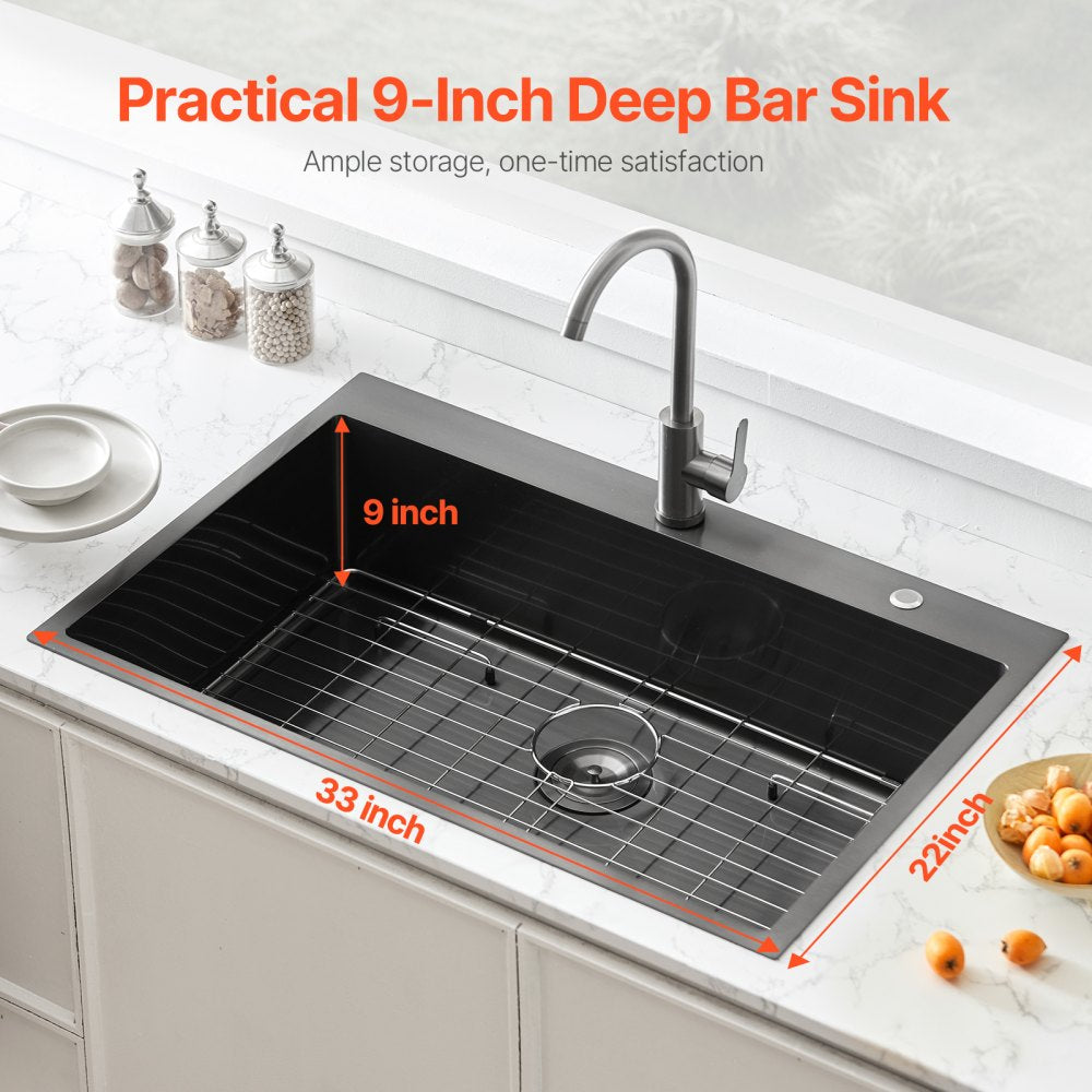 T332209RB0 - 33" Stainless Steel Drop-In Sink with Noise Dampening Pads