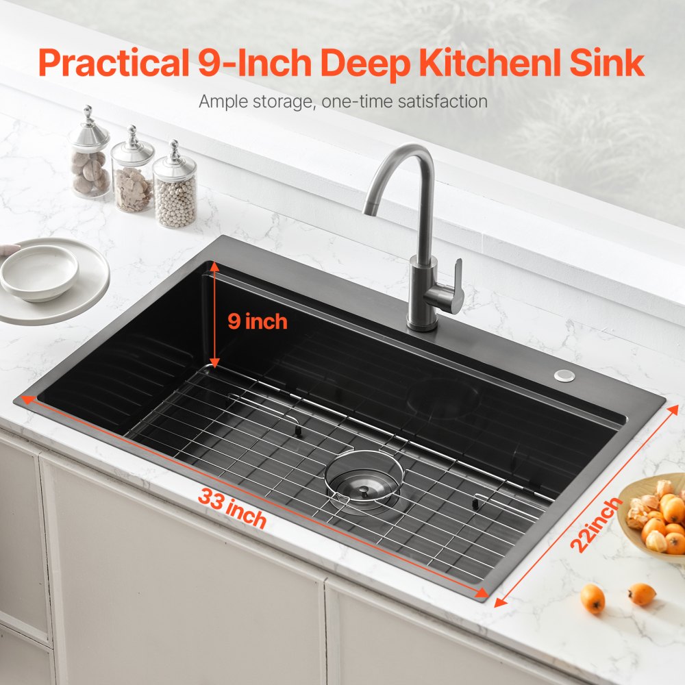 T332209RB1 - 33x22" Stainless Steel Farmhouse Sink with Soundproof Noise Reduction