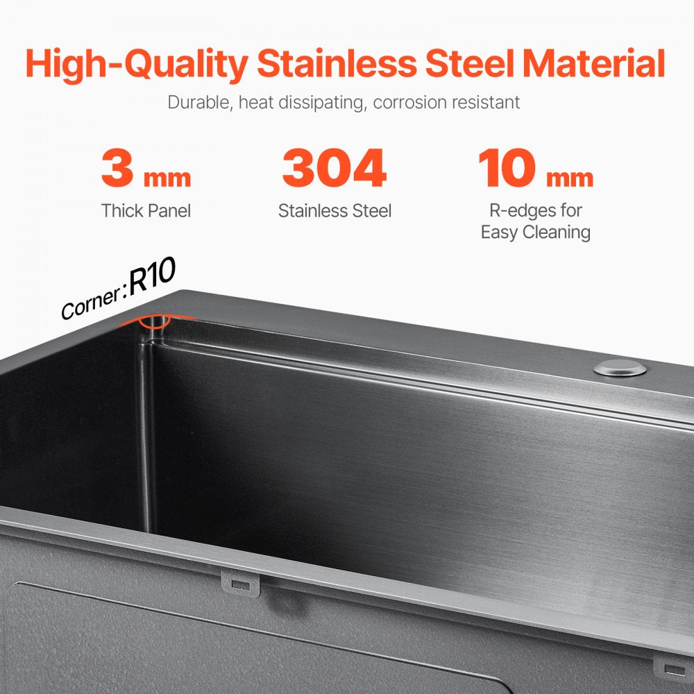T332209RB1 - 33x22" Stainless Steel Farmhouse Sink with Soundproof Noise Reduction