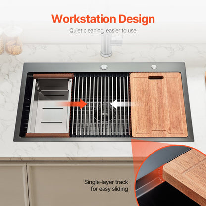 T332209RB1 - 33x22" Stainless Steel Farmhouse Sink with Soundproof Noise Reduction