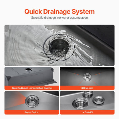 T332209RB1 - 33x22" Stainless Steel Farmhouse Sink with Soundproof Noise Reduction