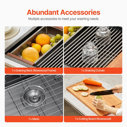 T332209RB1 - 33x22" Stainless Steel Farmhouse Sink with Soundproof Noise Reduction