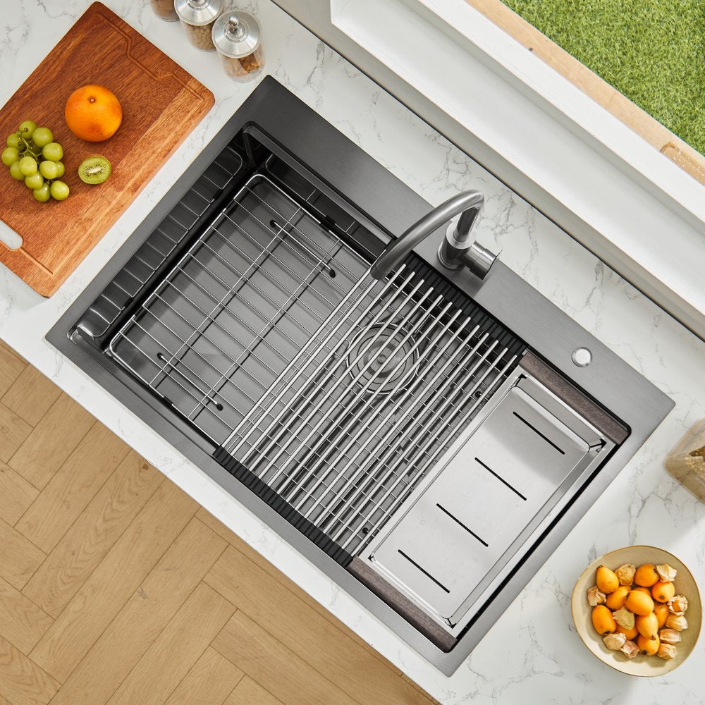 T332209RB1 - 33x22" Stainless Steel Farmhouse Sink with Soundproof Noise Reduction