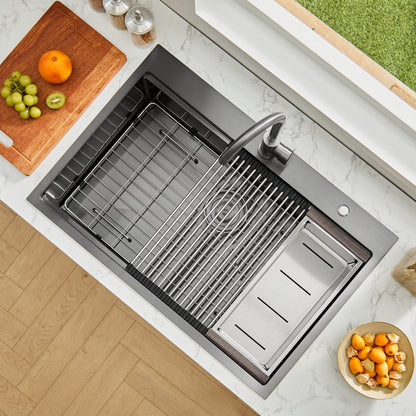 T332209RB1 - 33x22" Stainless Steel Farmhouse Sink with Soundproof Noise Reduction