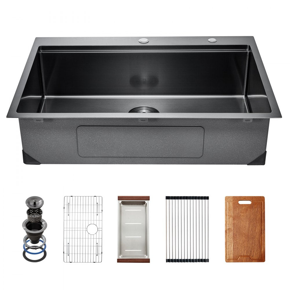 T332209RB1 - 33x22" Stainless Steel Farmhouse Sink with Soundproof Noise Reduction