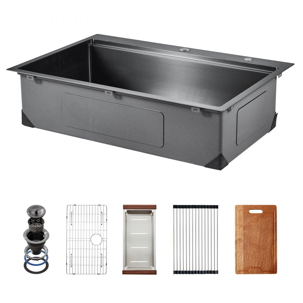 T332209RB1 - 33x22" Stainless Steel Farmhouse Sink with Soundproof Noise Reduction