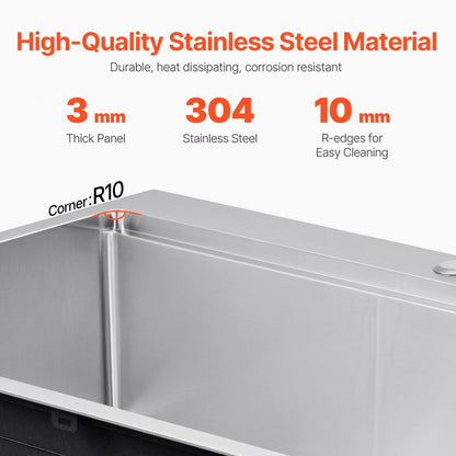 T332209RS1 - 33x22" Stainless Steel Drop-In Kitchen Sink Workstation