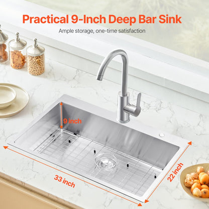 T332209RS0 - 33x22" Stainless Steel Kitchen Sink with Noise Reduction