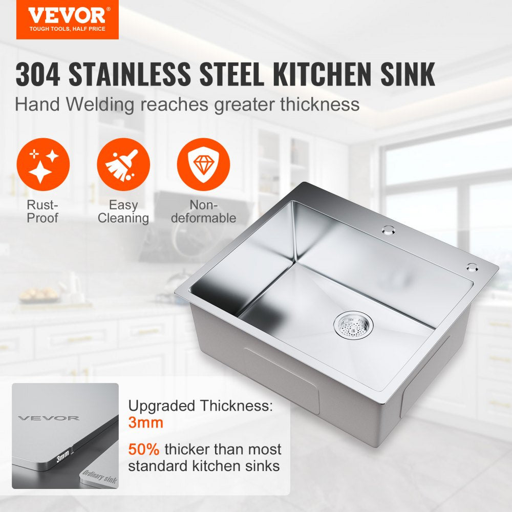 KM-SC-2302-SKU1 - 304 Stainless Steel Drop-In Sink with Accessories