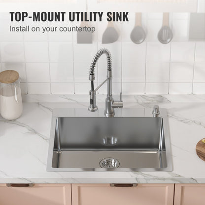 KM-SC-2302-SKU1 - 304 Stainless Steel Drop-In Sink with Accessories