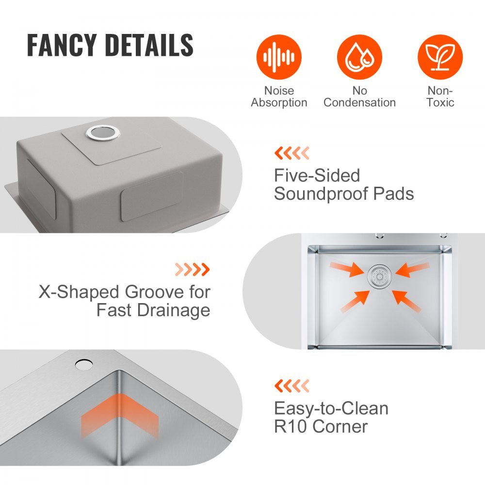 KM-SC-2302-SKU1 - 304 Stainless Steel Drop-In Sink with Accessories