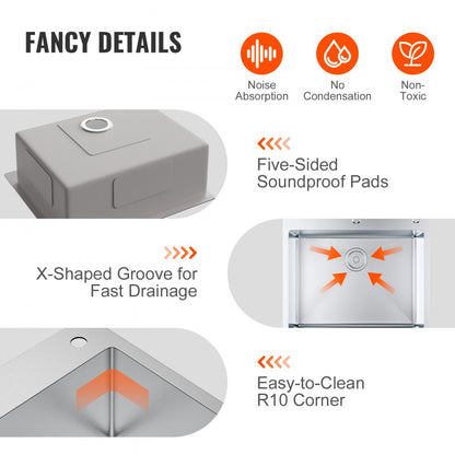 KM-SC-2302-SKU1 - 304 Stainless Steel Drop-In Sink with Accessories