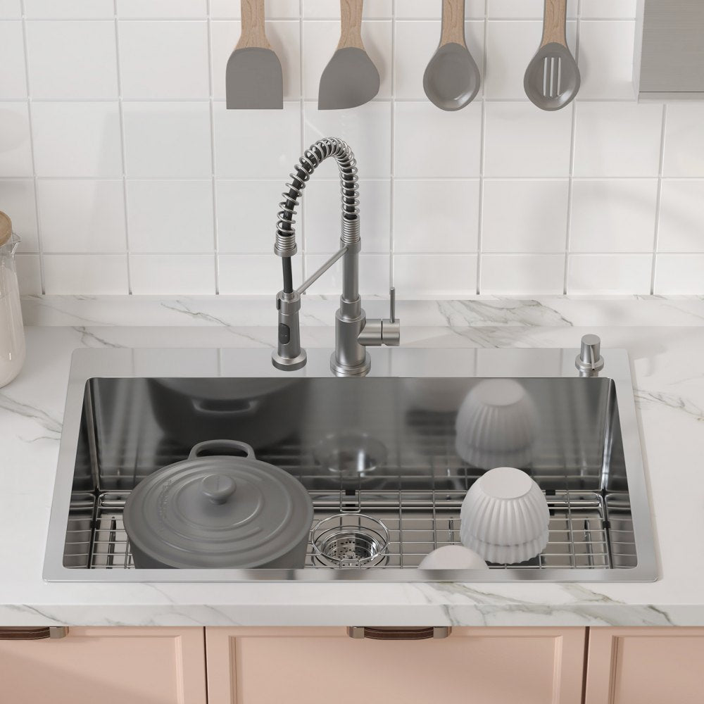 KM-SC-2302-SKU3 - Durable 304 Stainless Steel Drop-In Kitchen Sink