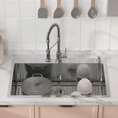 KM-SC-2302-SKU3 - Durable 304 Stainless Steel Drop-In Kitchen Sink