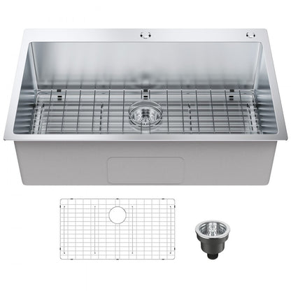 KM-SC-2302-SKU3 - Durable 304 Stainless Steel Drop-In Kitchen Sink