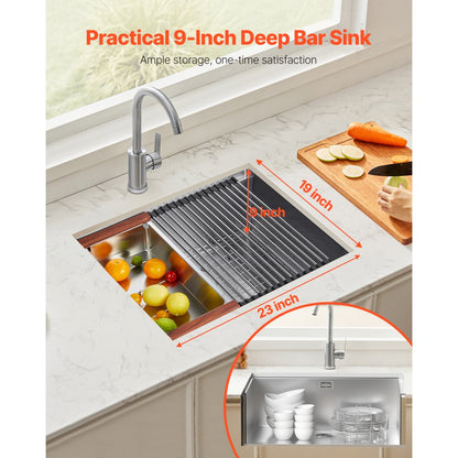 U231909RS0 - 23x19" 304 Stainless Steel Undermount Sink with Accessories