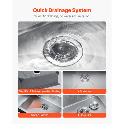 U231909RS0 - 23x19" 304 Stainless Steel Undermount Sink with Accessories