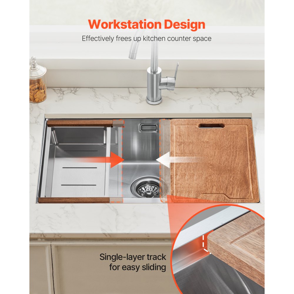 U301909RS1 - 30x19" Stainless Steel Workstation Sink with Noise Dampening