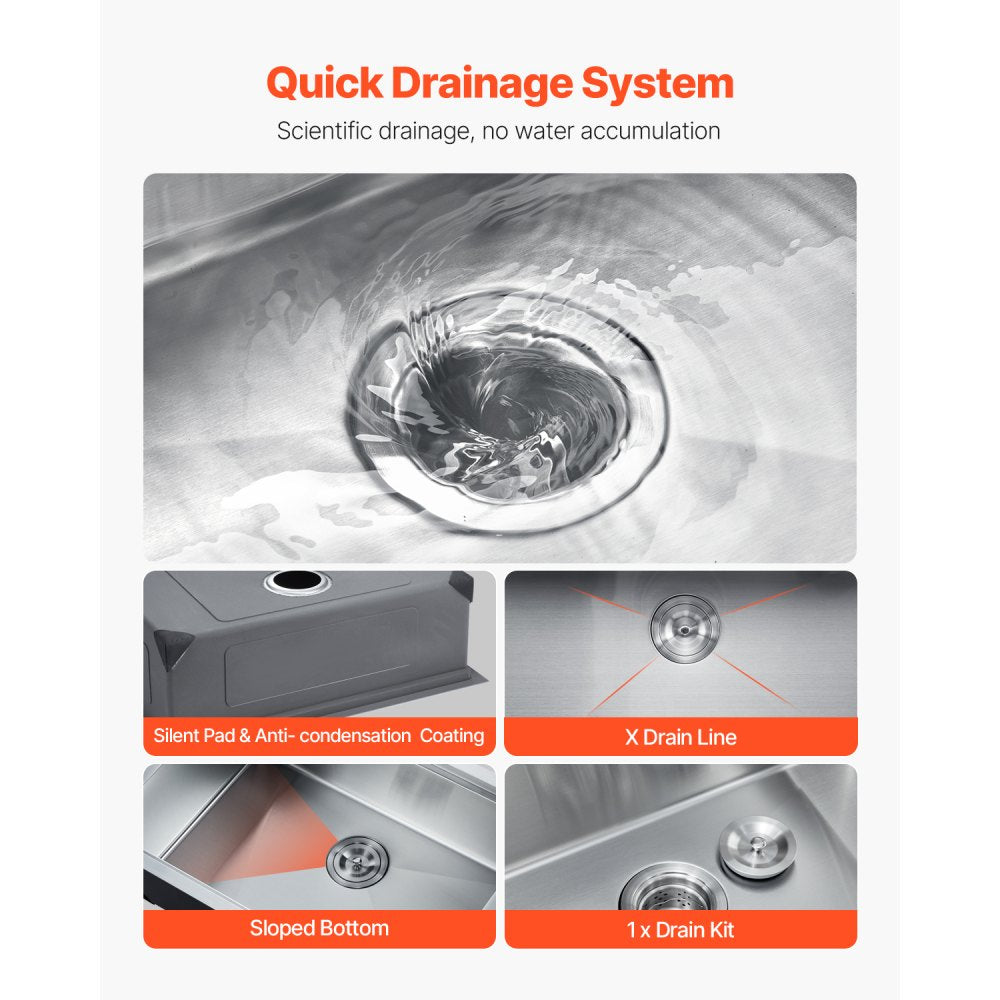 U301909RS1 - 30x19" Stainless Steel Workstation Sink with Noise Dampening