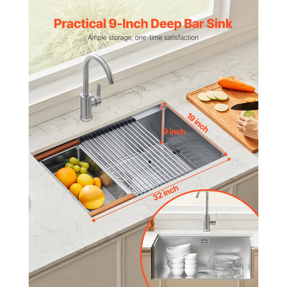 U321909RS1 - 32x19" Stainless Steel Workstation Sink with Accessories