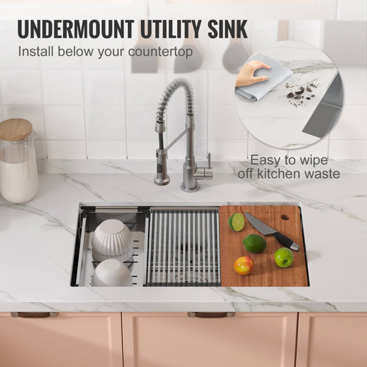KM-SC-2302-SKU4 - Undermount 304 Stainless Steel Single Bowl Kitchen Sink