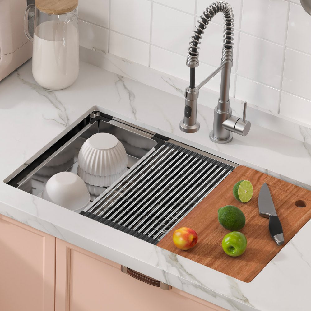 KM-SC-2302-SKU4 - Undermount 304 Stainless Steel Single Bowl Kitchen Sink