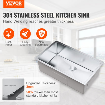 KM-SC-2302-SKU5 - Durable 304 Stainless Steel Kitchen Sink for Home & Commercial Use