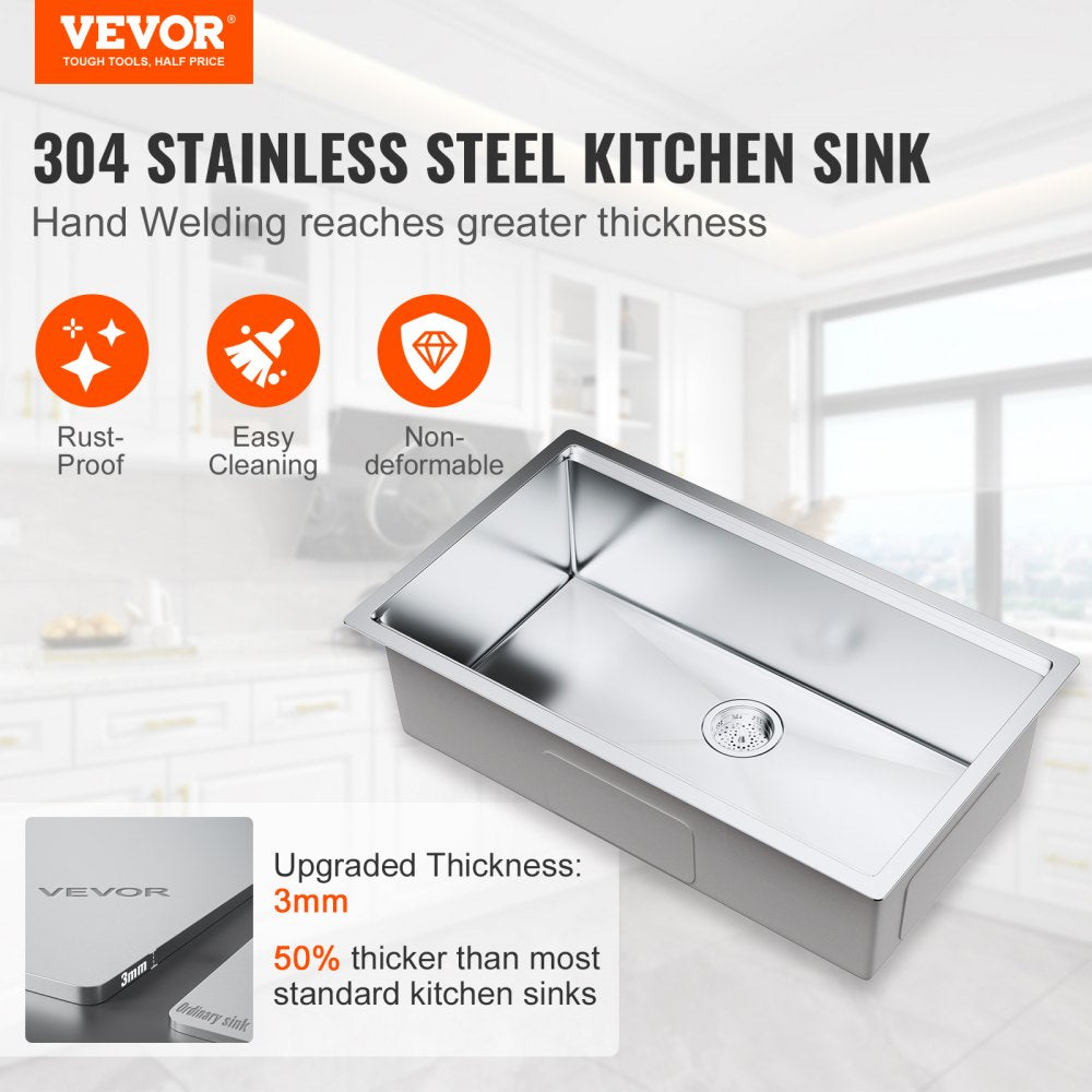 KM-SC-2302-SKU6 - 304 Stainless Steel Drop-In Sink with Accessories