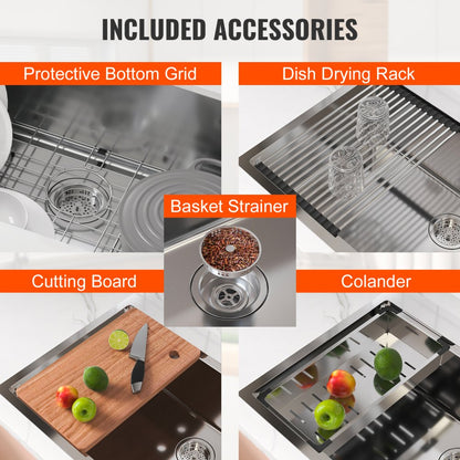 KM-SC-2302-SKU6 - 304 Stainless Steel Drop-In Sink with Accessories