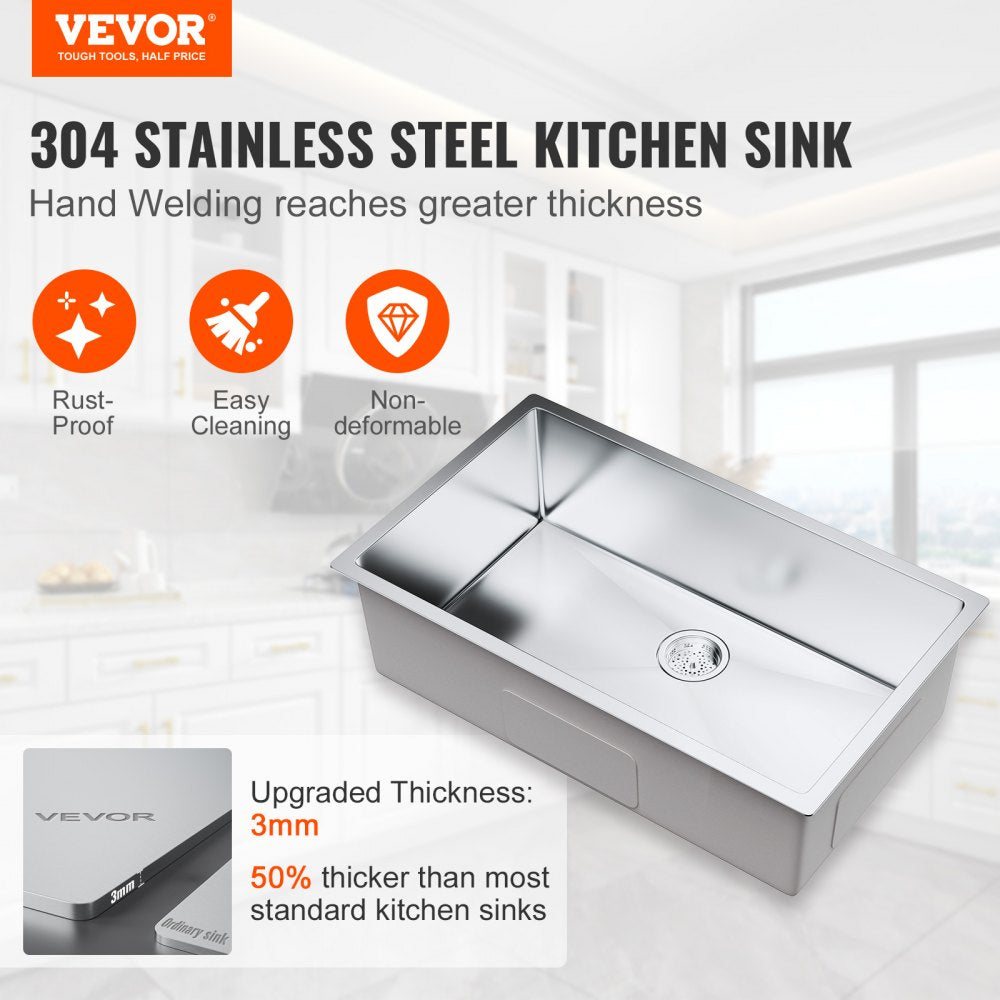 KM-SC-2302-SKU7 - 304 Stainless Steel Drop-In/Undermount Kitchen Sink