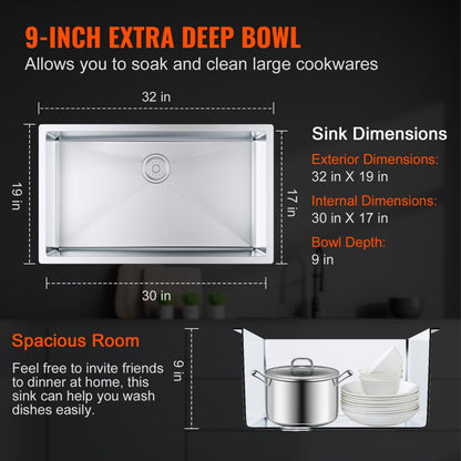 KM-SC-2302-SKU7 - 304 Stainless Steel Drop-In/Undermount Kitchen Sink