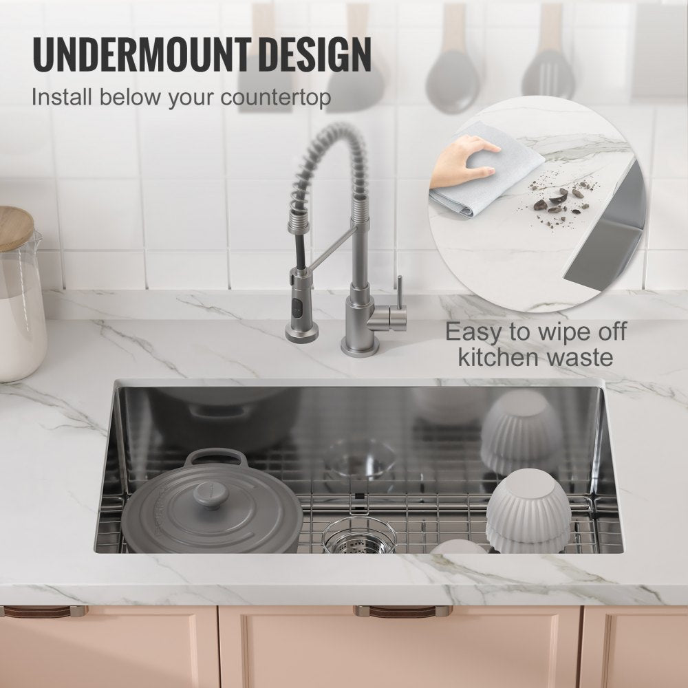 KM-SC-2302-SKU7 - 304 Stainless Steel Drop-In/Undermount Kitchen Sink