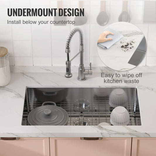 KM-SC-2302-SKU7 - 304 Stainless Steel Drop-In/Undermount Kitchen Sink