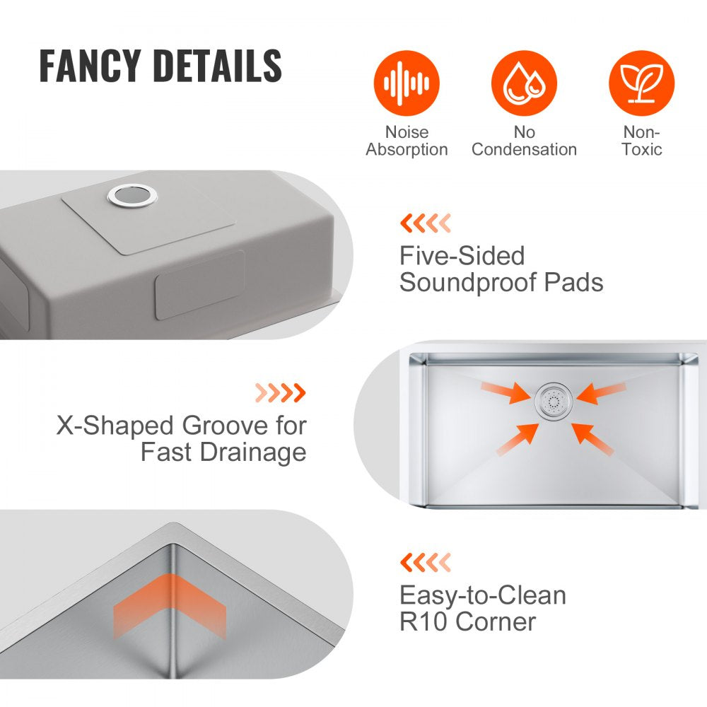 KM-SC-2302-SKU7 - 304 Stainless Steel Drop-In/Undermount Kitchen Sink