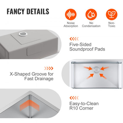 KM-SC-2302-SKU7 - 304 Stainless Steel Drop-In/Undermount Kitchen Sink